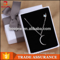 girl fashion simple necklace designs 925 silver star and moon pendant necklace